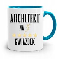 Kubek Błękitny Architekta Na Pięć Gwiazdek Prezent Z Nadrukiem Ze Zdjęciem