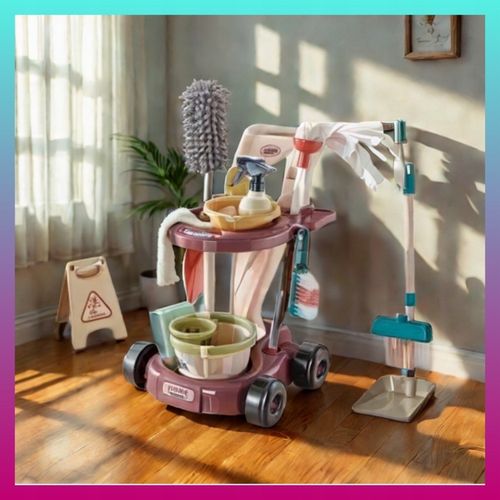 Duży DZIECIĘCY ZESTAW DO SPRZĄTANIA Wózek Mop Miotła Dla dzieci na Arena.pl