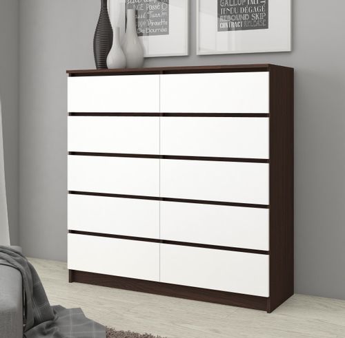 KOMODA K 120 cm 10 SZUFLAD WENGE / BIAŁA na Arena.pl