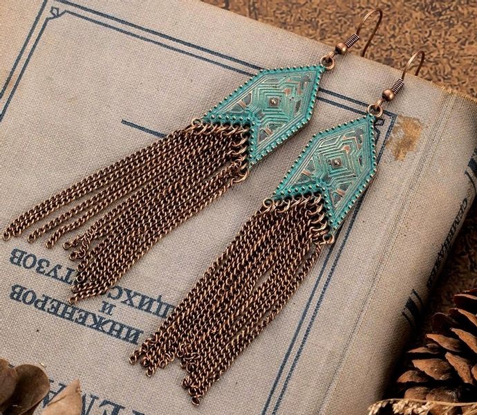 Kolczyki Długie Modne Boho Orientalne Retro Vintag  P6 zdjęcie 5