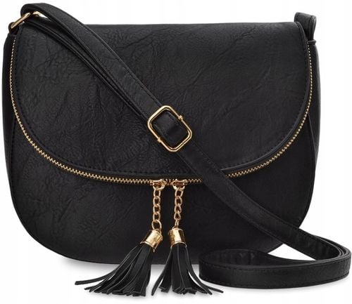 Torebka Damska Torba Na ramię Skórzana Miejska Pojemna Czarna Listonoszka na Arena.pl