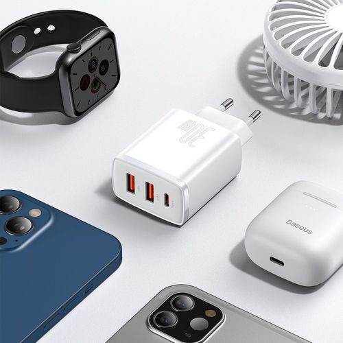 Compact szybka ładowarka sieciowa 2x USB USB-C 30W 3A PD QC biały na Arena.pl