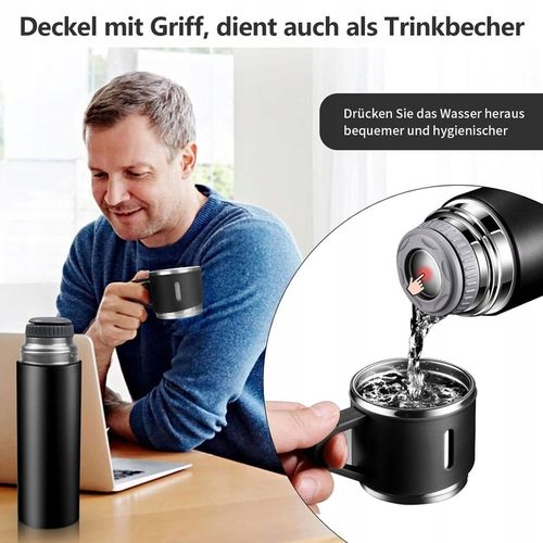 Termos Kubek DO KAWY HERBATY z dzióbkiem VACUUM LOCK STALOWY CZARNY na Arena.pl