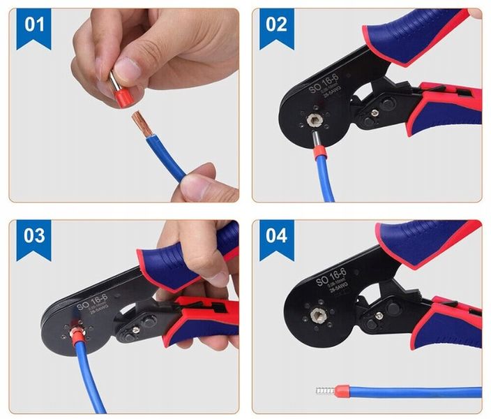 Zaciskarka Praska do Kabli 0,08 mm2 - 16 mm2 + 1200 tulejek izolowanych zdjęcie 10