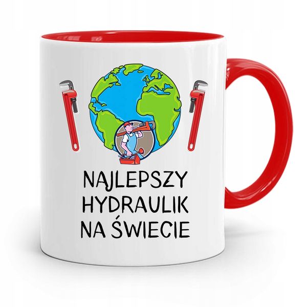 Kubek Czerwony Prezent Dla Hydraulika Najlepszy Z Nadrukiem Ze Zdjęciem zdjęcie 1