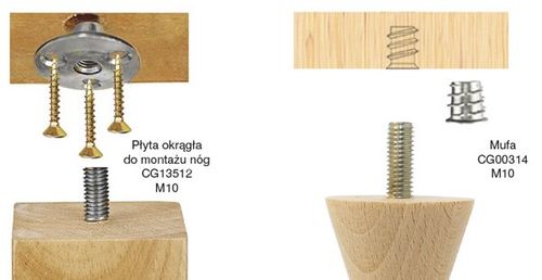 Noga nóżka drewniana meblowa ∅ 54 x H 80 mm - WY00825 na Arena.pl