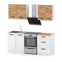 Meble Kuchenne Białe Z Drewnianymi Blatami Mini Mokka 2.0m Nowoczesna Wotan