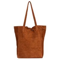 VERA PELLE torebka zamszowa shopper z rzemykami na ramię V462 brązowa