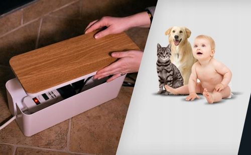 POJEMNIK ORGANIZER NA KABLE LISTWY BOX DREWNO S na Arena.pl