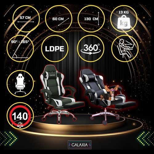 FOTEL GAMINGOWY BIUROWY Obrotowy Kubełkowy Krzesło Gamingowe Z Podnóżkiem na Arena.pl