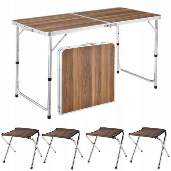 STOLIK STÓŁ TURYSTYCZNY SKŁADANY KAMPINGOWY ZESTAW Z 4 KRZESŁAMI zdjęcie 1