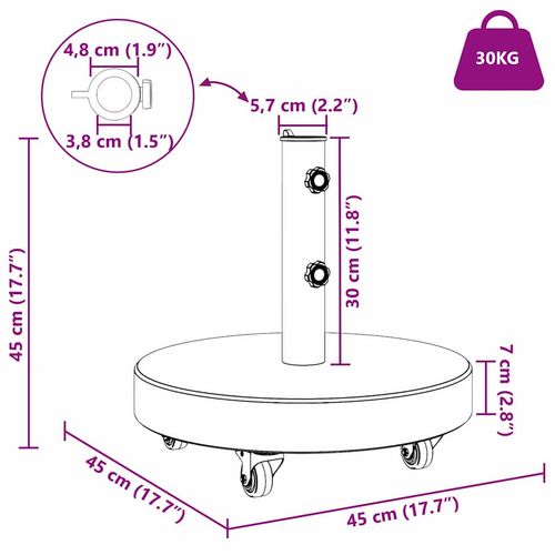 Podstawa do parasola Szary 45 x 45 x 45 cm Granit na Arena.pl