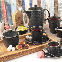 Dzbanek Ceramiczny Czarny do Zaparzania Podawania Kawy Herbaty Ziół Naparów