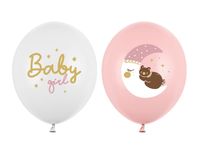 Balony lateksowe Baby Girl miś na księżycu, 30 cm 3 szt.