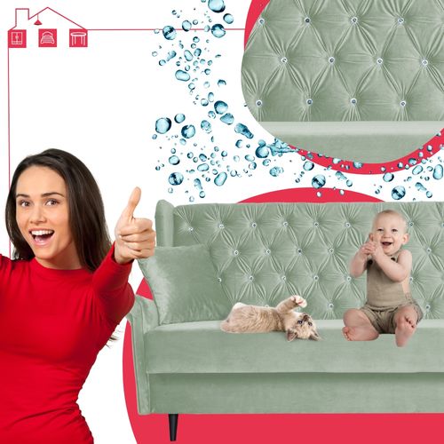 Sofa USZAK z funkcją spania 3 osobowa WELUR zielona GAJA Family Meble na Arena.pl