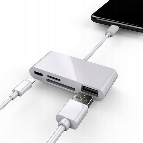 Adapter Czytnik Kart Pamięci do Apple iPhone Lightning micro SD USB 256GB na Arena.pl