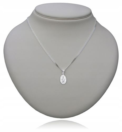 ŁAŃCUSZEK srebrny MEDALIK komunijny Matka Boska Cudowna do Komunii Chrzest na Arena.pl