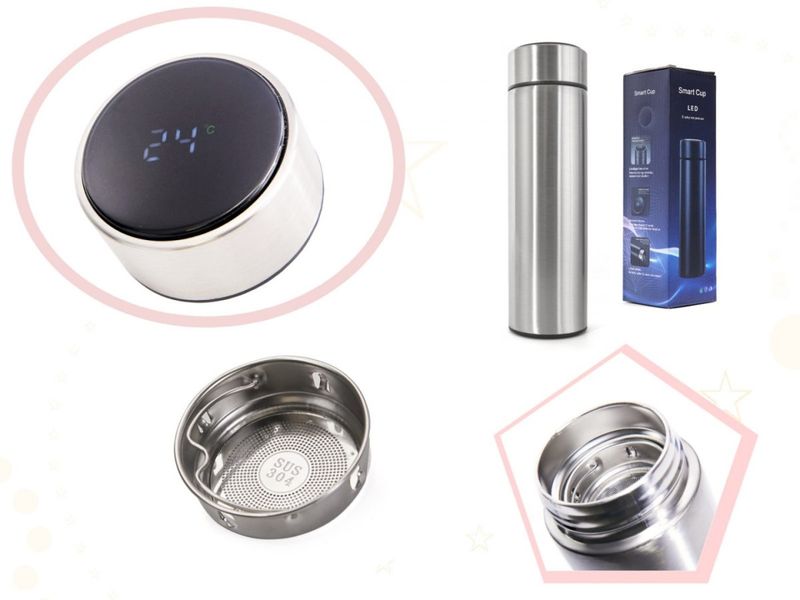 Kubek termiczny termos smart LED 500ml srebrny zdjęcie 2