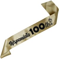 Wspaniała 100tka - szarfa w kolorze starego złota z czarnym nadrukiem