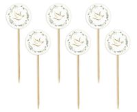 Pikery do babeczek Gołąbek z listkami komunia chrzest, 6 szt.