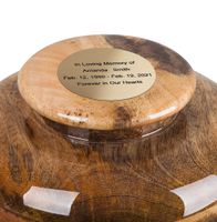 Urna na prochy z drewna Mango  / Plakietka