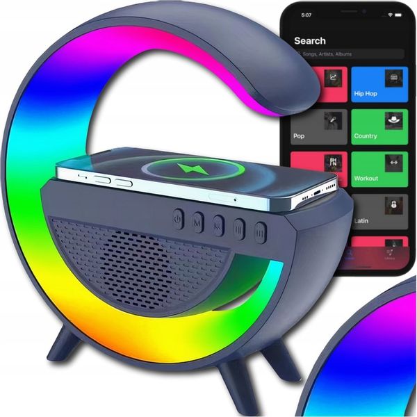 GŁOŚNIK MOBILNY PRZENOŚNY BEZPRZEWODOWE ŁADOWANIE BLUETOOTH LAMPKA RGB zdjęcie 1