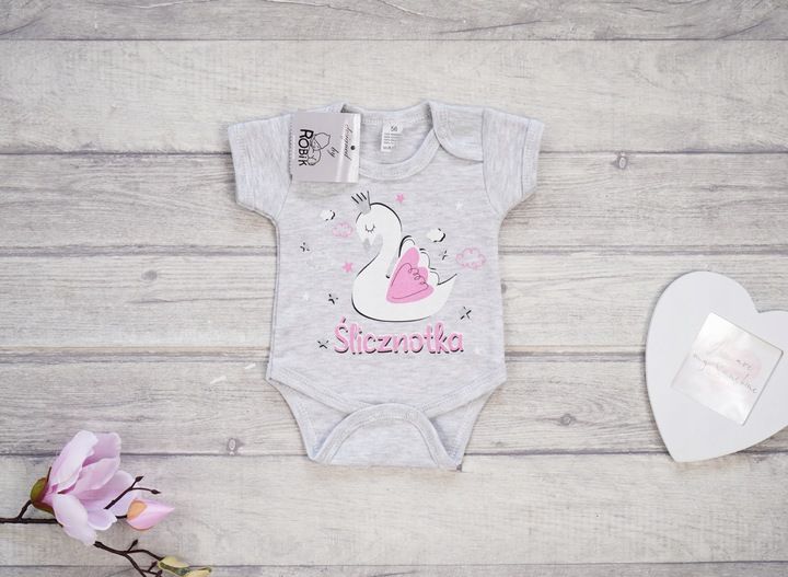 BODY r.98 SZARE wzór 667 ŚLICZNOTKA łabędź zdjęcie 2