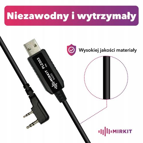 Kabel Mirkit PL2303 BasicModel do programowania krótkofalówek Baofeng „K2” na Arena.pl