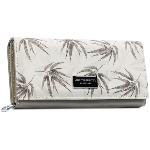 biały, duży portfel damski z systemem rfid zamykany na zatrzask - peterson na Arena.pl