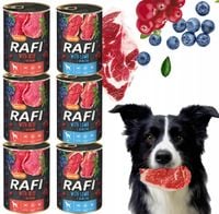 zestaw 6x400g karma mokra dla psów rafi mix smaków (jagnięcina, wołowina)