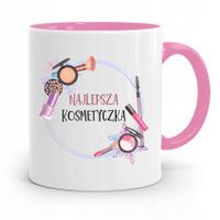 Kubek Różowy Dla Kosmetyczki Najlepsza Kosmetyczka Z Nadrukiem Ze Zdjęciem