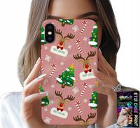 ETUI DO IPHONE X / XS - ŚWIĄTECZNE RENIFERY CHOINKI LASKA WZORY