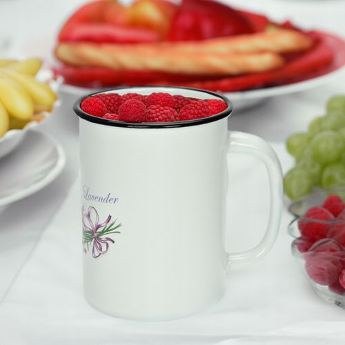 KUBEK GŁADKI EMALIOWANY 1,5L WZÓR LAWENDA SOLIDNY NA NAPOJE MLEKO KOMPOT na Arena.pl