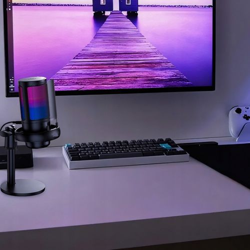 MIKROFON GAMINGOWY USB DO KOMPUTERA POP-FILTER POJEMNOŚCIOWY WYCISZ FUNKCJA na Arena.pl