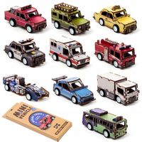 Puzzle Drewniane 3D MINI ZESTAW 10 SAMOCHODÓW MODEL SKŁADANE AUTA PREZENT