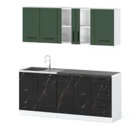 Kuchnia Mała Modułowa Blat Rest 2.0m Biały Butelkowa Zieleń San Sebastian