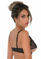hunkemoller unlined bra z koronką i ozdobnym paskiem pod biustem czarny 75c