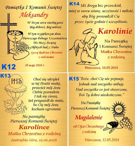 Złoty Łańcuszek z Medalikiem 585 Komunia Chrzest Grawer na Arena.pl