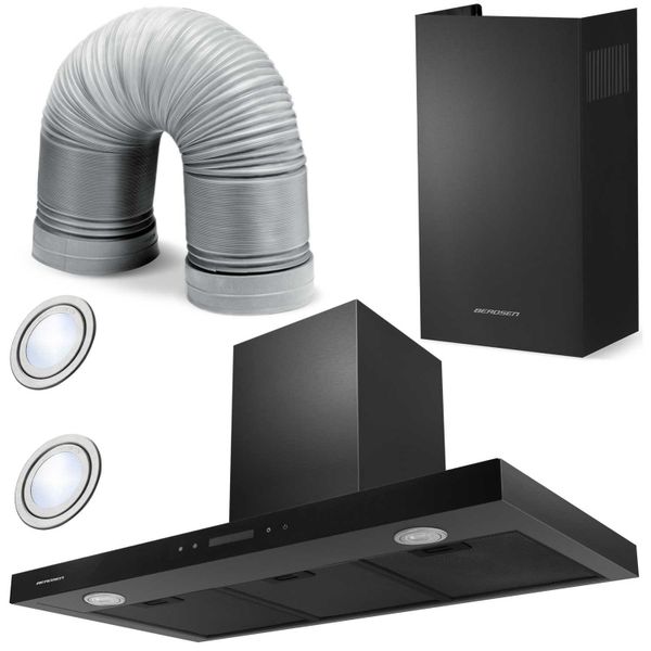 Okap kuchenny 90 cm Czarny Berdsen BE-90S zdjęcie 1