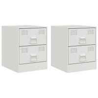 Szafki nocne, 2 szt., białe, 34,5x39x44 cm, stal