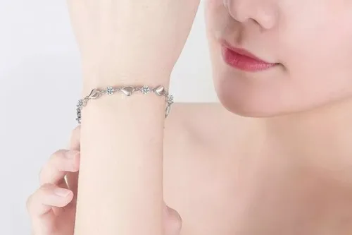 Bransoletka Damska Srebrna Łańcuszki Serduszka Heart Kryształki Na Prezent na Arena.pl