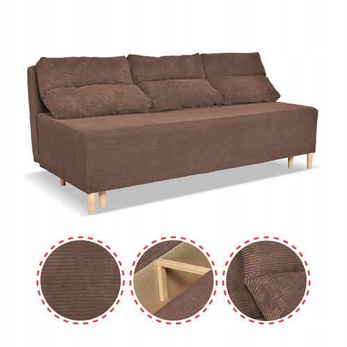 Kanapa sofa KIMO funkcja spania pojemnik Family Meble Anafi brąz sztruks na Arena.pl