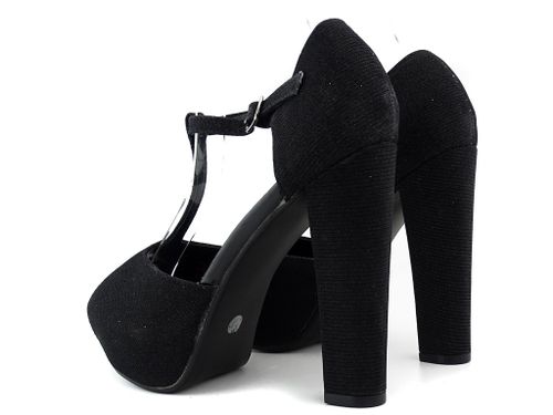 Czarne sandały na słupku platformie pasek 36 na Arena.pl