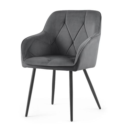2x Krzesło welurowe tapicerowane do salonu DIAMANTE Ciemny Grafit Czarne na Arena.pl