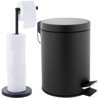 Zestaw łazienkowy Kosz na śmieci 3L + Stojak na papier toaletowy – Czarny