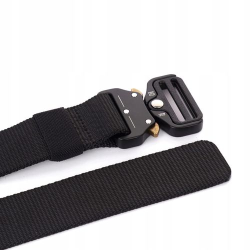 Pasek militarny wojskowy parciany taktyczny klamra QR survival 120cm czarny na Arena.pl