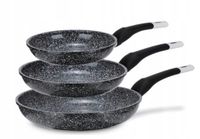 Patelnia Elitehoff zestaw 3 szt. czarny marmur 20/24/28 cm