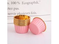 Foremki do muffinek (alu), różowe z złotym, 50 szt.