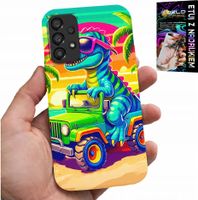 ETUI DO SAMSUNG A52 / A52S - DINOZAUR W CIĘŻARÓWCE WZORY DLA DZIECI