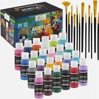 ZESTAW DO MALOWANIA FARBY AKRYLOWE 24X59ml +12 PĘDZLI DUŻY ARTYSTYCZNY 36EL